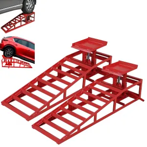 Hydraulic Car Ramps - 8820lbs/4T Capacity Low Profile Car Lift Service Ramps for Automotive Truck Trailer Garage Auto Car Repair Frame, Red
