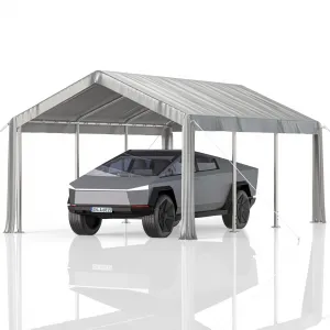 Heavy Duty 13x20 ft Carport with Reinforced Frame, UV-Resistant Waterproof PE, Large Space, Easy Setup, Portable Garage for Full-Size Pickup & Boats