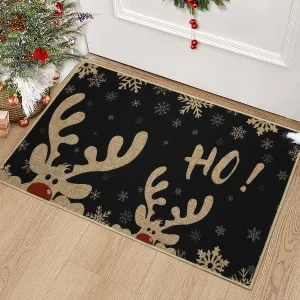 17x29 Black Christmas Holiday Area Rug - Washable Soft Indoor Non-Slip Welcome Doormat, Festive Decorative Floor Mat for Living Room, Bedroom & Entryway (Xmas Decor)