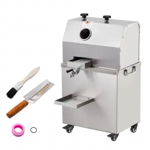 Sugarcane Juicer, 800W Sugarcane Juicer with 3 Stainless Steel Drums, 2.4-inch Large Inlet, Wheeled Sugarcane Juicer, 661LBS/H, Suitable for Home/Commercial Use