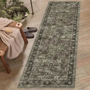 Hallway Rugs, Machine Washable Traditional Rug, Non Slip Floor Carpet, Low Pile Soft Printed Vintage Rug for Home Decor Entryway Bed Room Laundry Room Indoor