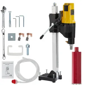 2500W Diamond Core Drilling Machine, Dry & Wet Drilling Rig & Base Stand with 4.25" Drill Bit 1-1/4"-7 UNC, 750RPM Core Drill 10" Max Drilling Diameter for Reinforced Concrete Brick Wall