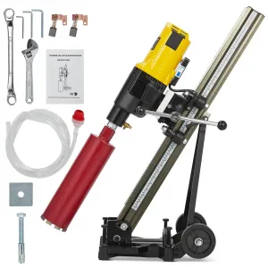 Diamond Core Drilling Machine, 12" Wet & Dry Concrete Core Drill Rig w/Stand, 750RPM Stepless Speed 1-1/4" Thread Core Drill Rig with 4.25in Drill Bit for Concrete Brick Stone Block,2600W