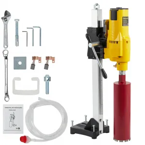 2500W Diamond Core Drilling Machine, Dry & Wet Drilling Rig & Base Stand with 4.25" Drill Bit 1-1/4"-7 Unc, 750RPM Core Drill 8" Max Drilling Diameter for Reinforced Concrete Brick Wall