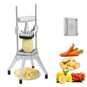 Commercial Vegetable Fruit Chopper with 1/4" Stainless Steel Blade, Heavy Duty French Fry Cutter Manual Dicer Slicer for Potato, Tomato, Onion and Cucumber