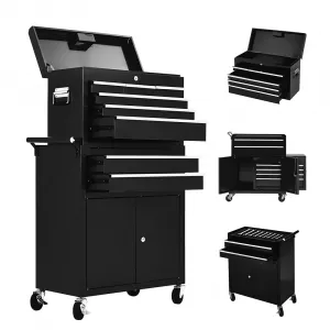 24" Tool Chest,Tool Storage Removable Tool Box Combo ,Rolling Tool Chest with 8 Drawers & Detachable Top Tool Box,Tool Cabinet with Lockable Wheels and Liner,Toolbox for Garage and Workshop