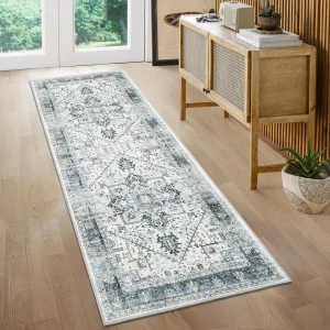 Hallway Runner Rug 2'x6' Vintage Farmhouse Laundry Rug Green Non Slip Washable Kitchen Entryway Accent Area Rug