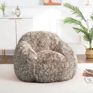 Bean Bag Chairs for Adults, Faux Fur Bean Bag Chair with Filler, Soft Plush Living Room Beanbag Chair Armrest Bean Bag Couch, Fluffy Couch Lazy Sofa Chair for Reading, Coffee