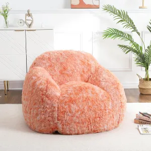 Bean Bag Chair, Faux Fur Bean Bag Chairs for Adults, Kids Bean Bag Couch with Armrest, Soft Foam Filled Fluffy Couch Lazy Sofa Chair for Reading Gaming, Orange