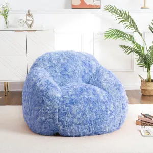Bean Bag Chair, Faux Fur Kids Bean Bag Chair for Gaming Reading, Adult Bean Bag Couch with Armrest High-Density Foam Beanbag Chair Lazy Couch Sofa for Living Room, Blue