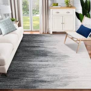 5*7ft Modern Abstract Area Rug, Soft Non-Slip Low Pile Machine Washable Indoor Rug for Entryway, Living Room, and Bedroom, Grey