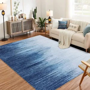 Modern Abstract Area Rugs, 5x7 Machine Washable Stain Resistant Floor Carpet with Non-Slip Backing, Non-Shedding Soft Low Pile Rug for Dining Room Living Room Bedroom