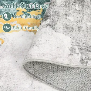 Modern Abstract Area Rugs Machine Washable Rug Contemporary Office Carpet Indoor Non-Slip Non-Shedding Floor Cover for Dining Room Living Room Bedroom
