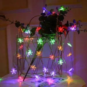 Christmas String Lights,10LEDs 6.5 FT Snowflake Lights String,Fairy Christmas Lights Battery Operated for Indoor & Outdoor, Party, Wedding and Holiday，Xmas Tree Patio Bedroom Decor