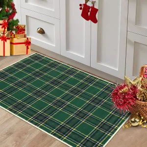 Christmas Door Mat 2x3 Washable Plaid Area Rug Xmas Doormat Non Slip Kitchen Rugs Bath Mat Low Pile Entryway Rug Home Decor Soft Stain Resistant Carpet for Laundry Entance Plaid|Green 2'x3'
