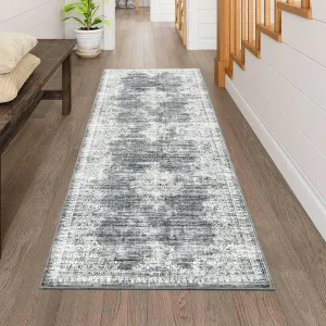 Vintage Floral Kitchen Runner Rug 2x6 Non-Slip Washable Low Pile Soft Carpet for Indoor Home Decor