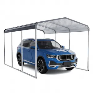 10'x15' Heavy Duty Carport with Galvanized Metal Roof & Updated Frame - Metal Garage Canopy for Cars, Boats, Tractors, Grey