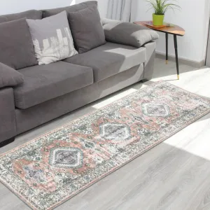 Washable Area Rug - Vintage Low-Pile Carpet, Non-Slip, Stain Resistant, Machine Washable, for Living Room Bedroom Bathroom Entryway Dorm Kitchen