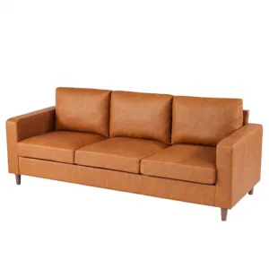 85" Leather Couch for Living Room, Modern Sofa Couches with Padded backrest, Upholstered Sofa with Armrests and Comfy Cushions, Deep Seat Sofas for Living Room, Bedroom, Office