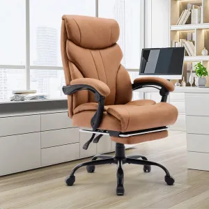 Big and Tall Office Chair 500lbs, Wide Seat Home Office Chair, Ergonomic Executive Office Chair, High Back Computer Desk Chairs, Rolling Swivel Pc Chair with High Back & Footrest, Brown