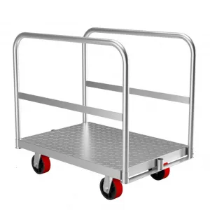2-in-1 Heavy Duty Panel Truck Cart, 36" x 24" All Steel Platform Truck with 3 Side Handrails, 2200 Lbs Cart with 4 Rubber Swivel Casters for Loading and Storage, 6 Holes
