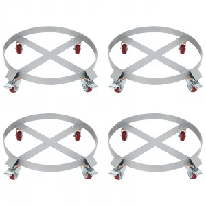 55 Gallon Drum Dolly, 1250lbs, Steel Frame Bucket Dolly with 5 Swivel Casters Wheel, Non Tipping Barrel Dolly for Furniture/Trash/Plant (4 Wheels 4 Sets)