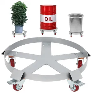 55 Gallon Drum Dolly, 1250lbs, Steel Frame Bucket Dolly with 5 Swivel Casters Wheel, Non Tipping Barrel Dolly for Furniture/Trash/Plant