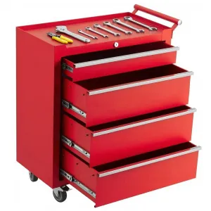 4-Drawer Rolling Tool Chest and Tool Box Heavy-Duty Steel Mobile Tool Cabinet with Locking System for Garage Workshop Mechanics, Black