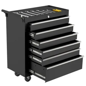 Rolling Tool Chest, 6 Drawers Tool Storage Cabinet, Toolbox with Wheels, Portable Tool Cabinet Organizer with Locking System & Drawer Liners, Tool Storage Cart for Garage, Workshop