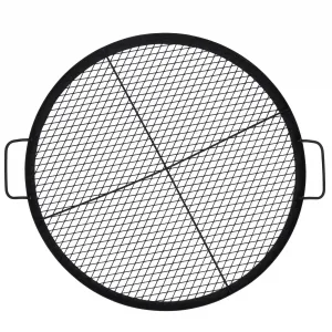 36 Inch Heavy Duty Round Fire Pit Grill Grate with X-Marks, Non-Stick Carbon Steel BBQ Cooking Grid with Handles, Rust Resistant, Outdoor Campfire Accessory for Camping, RV, Backyard – Not Collapsible, Round with Handle, Diameter 36 Inches
