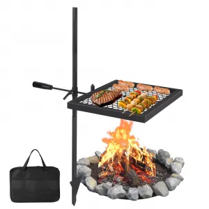 Alloy Steel Outdoor Grill with 600°F Coating - Heavy-Duty Folding & Freestanding Fire Pit Grates - Complete Accessories Kit - Durable, Portable, Versatile for Camping & Backyard