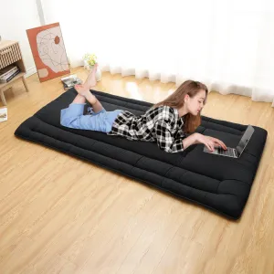 Futon Mattress Twin Size, Japanese Floor Mattress Foldable Sleeping Mattress, Roll Up Floor Bed Mattress for Easy Storage, Tatami Mat Japanese Floor Bed for Dorm Camping, Black