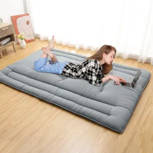 Futon Mattress Full Size, Foldable Sleeping Mattress Tatami Mattress for Adults, Roll Up Japanese Style Floor Bed Dormitory Floor Mattress for Rv Travel Camping, Light Grey