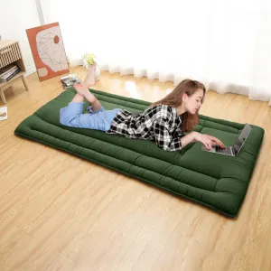 Futon Mattress Twin Size, Japanese Floor Mattress Foldable Tatami Mat, Roll Up Floor Bed Mattress Kids Floor Play Mat, Japanese Floor Bed for Dorm House Guest, Army Green