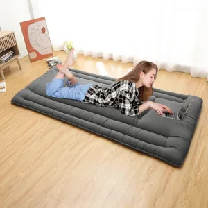 Futon Mattress Twin Size, Japanese Floor Mattress Foldable Tatami Mat, Roll Up Floor Bed Mattress Kids Floor Play Mat, Japanese Floor Bed for Dorm House Guest, Dark Grey
