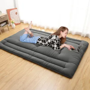 Futon Mattress Full Size, Foldable Sleeping Mattress Tatami Mattress for Adults, Roll Up Japanese Style Floor Bed Dormitory Floor Mattress for Rv Travel Camping, Dark Grey