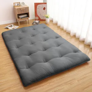 Futon Mattress, Japanese Floor Mattress Full Size Floor Mat for Sleeping Adult Size, Foldable Tatami Mattress Roll Up Floor Bed Mattress for House Guest Camping Dorm, Dark Grey
