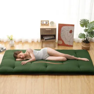 Japanese Futon Floor Mattress, Twin Size Futon Mattress Foldable Floor Bed Mattress, Roll Up Portable Sleeping Floor Mattress, Tatami Mat Kids Floor Play Mat, Army Green