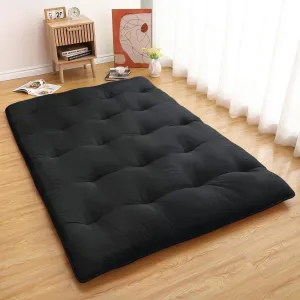 Japanese Floor Mattress, Futon Mattress Full Size 54"x 80", Roll Up Mattress for Floor Tatami Mat, Sleeping Mat Camping Mattress Pad for Dormitory Guest Room, Black