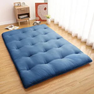 Futon Mattress Japanese Floor Mattress, Twin Size Tatami Mattress Kids Sleeping Mat for Dormitory, Roll Up Mattress Japanese Floor Mat for Sleep, Easy to Store, Navy Blue