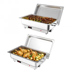 2-Pack Electric Chafing Dish Buffet Set - 9QT Stainless Steel Food Warmers with Temperature Control Display for Weddings, Parties & Catering Events