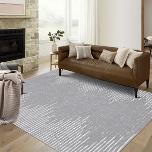 Washable Area Rug 8x10 Large Rug Modern Rugs Grey Checkered Rugs Geometric Rugs Soft Geometric Carpet Non-Slip Rugs Stain Resistant for Living Room Farmhouse Dining Room Kids Play Mats,8x10