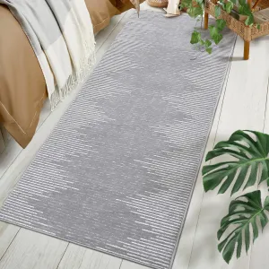 Washable Rugs 2x6 Runner Rug for Entryway Geometric Diamond Stripes Area Rug for Living Room Contemporary Distressed Area Rug for Bedroom Modern Office Rug Neutral Soft Nursery Rug Grey