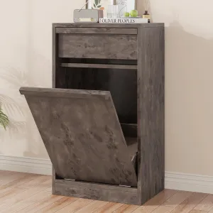 Trash Cabinet Tilt Out, Modern Hidden Trash Cabinet 10 Gallon Pet-Proof Trash Bin Holder, Free Standing Trash Can Cabinet for Kitchen Dining Living Room, Dark Grey