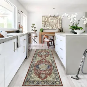 Runner Rug 2x6 Washable Runner Rug Indoor Low Pile Entryway Runners Non Slip Foldable Accent Carpet Vintage Distressed Hallway Runner Rug Traditional Kitchen Rug Laundry Rug Runner Red