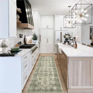 2x6 Washable Runner Rug Low Pile Non Slip Hallway Rug Runner Vintage Distressed Accent Runners Ultra-Thin Non-Shedding Stain Resistant Floor Carpet for Entryway Kitchen Laundry