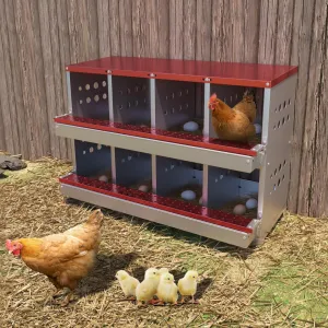 8-Hole Chicken Nesting Box Metal Roll Away Automatic Egg Collection Galvanized Steel Rustproof Waterproof Ventilated Wall-Mountable Farm Use