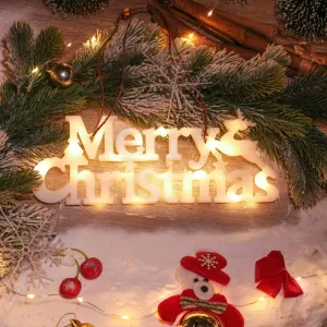 Lighted Merry Christmas LED Letter Sign,Christmas Hanging Lights for Christmas Tree Wreath Wall Fence Window Fireplace Mantel Front Door Home Holiday Party Decoration Indoor Lights Warm White