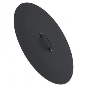 Fire Pit Cover - Compatible with Bonfire, Round Stainless Steel with Handle, Fits Inset Fire Pit, Perfect for Outdoor Patio Camping,28 * 28inch,Black