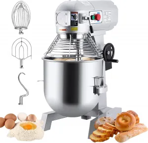 15QT Commercial Food Mixer, Professional Large Stand Mixer With 3-Speed Adjustable, Heavy Duty Electric Dough Mixer for Restaurant Industrial Grade, Steel Bowl, Dough Hooks